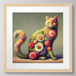 Katze Topiary, Blume auf einer Katze, Bio Poster