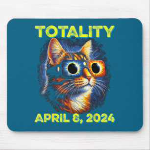 Katze Totalität Sonnenfinsternis 2024 Lustige Sonn Mousepad