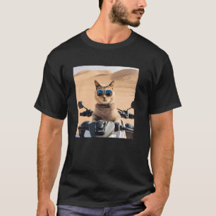 Katze trägt Sonnenbrille in der arabischen Wüste, T-Shirt