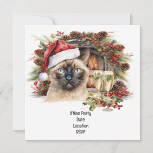 Katze trägt Weihnachtsmannmütze für Weihnachts-Par Save The Date