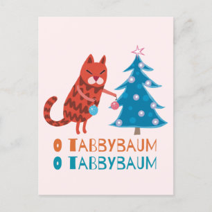 Katze trimmt den Weihnachtsbaum Postkarte