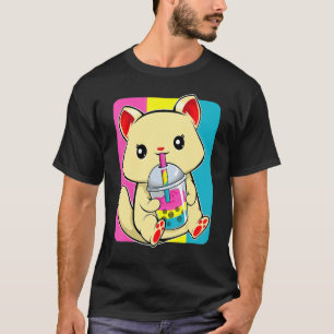 Katze trinken Boba Lgbt Q Kitten Pansexual Pride F T-Shirt