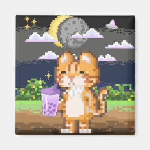 Katze trinken Boba Tea Alien Eclipse Magnet