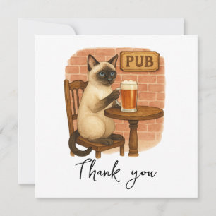 Katze trinkt Bier in Irish Pub Dankeskarte