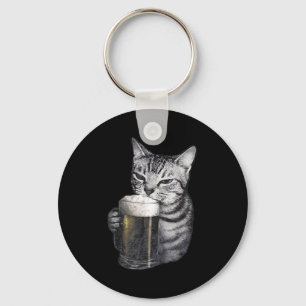 Katze trinkt Bier Schlüsselanhänger