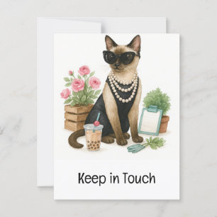Katze trinkt Blasentee in Touch Behalten Postkarte