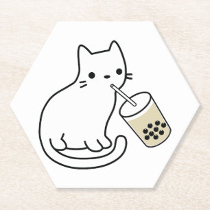 Katze trinkt Boba-Milchtee Bobalogie Hoodie Untersetzer