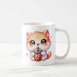 Katze trinkt Boba Niedliche Blase Tee Kaffeetasse