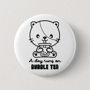 Katze trinkt Bubble Tea, Boba Tea Clipart Button