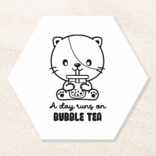 Katze trinkt Bubble Tea, Boba Tea Clipart Untersetzer