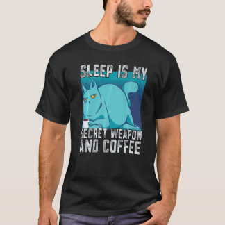 Katze trinkt Kaffee müde Ich brauche Kaffee T-Shirt