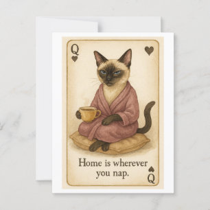 Katze trinkt Kaffee Postkarte