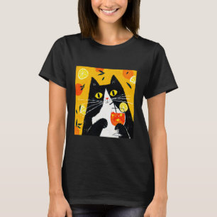 Katze trinkt Orange Drink auf coole Weise T-Shirt