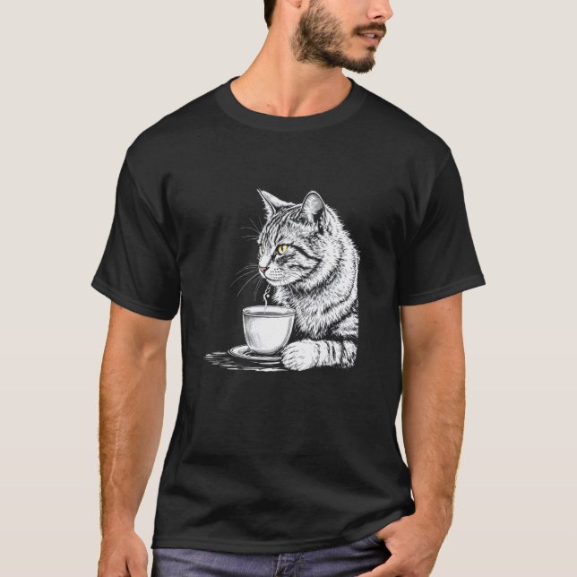 Katze trinkt Tee oder Kaffee Tasse, Trendy Hipster (Vorderseite)