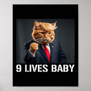 Katze Trump 9 Lebt Baby Funny Cat mit Trump Hair Poster