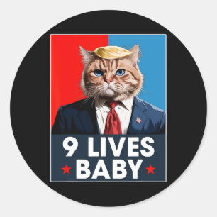 Katze Trump 9 Lebt Baby Funny Vote für Trump Katze Runder Aufkleber