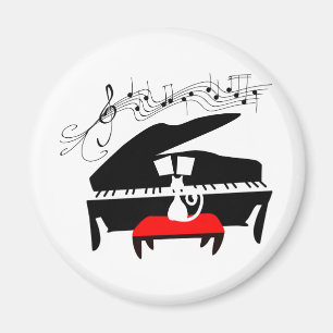Katze u. Klavier Magnet