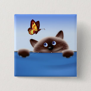 Katze u. Schmetterling Button