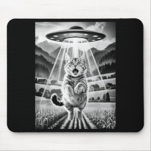 Katze Ufo Alien Entführung Lustige Grafische T-Shi Mousepad