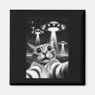 Katze Ufo Lustige Invasion Meme Retro Alien Katze  Magnet