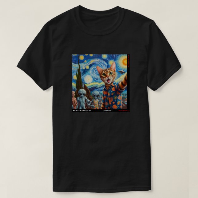 Katze UFO Selfie: Geschenk vom Kitten #12 T-Shirt (Design vorne)