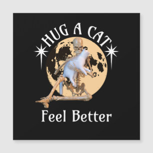 Katze umarmen, Besser fühlen Skelett umarmt Katze  Magnetkarte