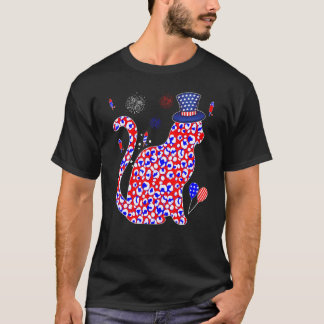 Katze Unabhängigkeitstag, USA-Flagge Leopard Katz T-Shirt