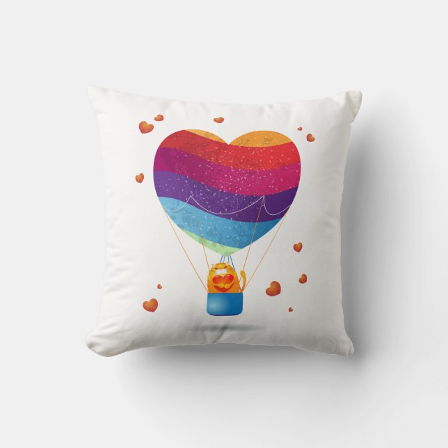 Katze und Ballon der Liebe Kissen (Vorderseite)