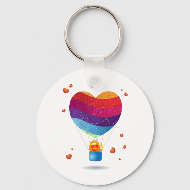 Katze und Ballon der Liebe Schlüsselanhänger (Vorderseite)