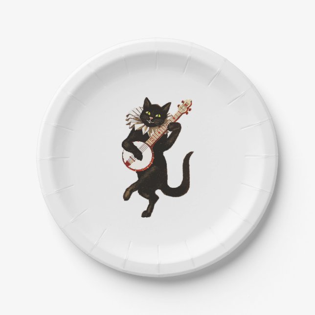 Katze und Banjo Pappteller (Vorderseite)