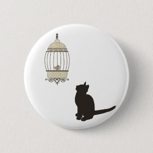Katze und Birdcage Button