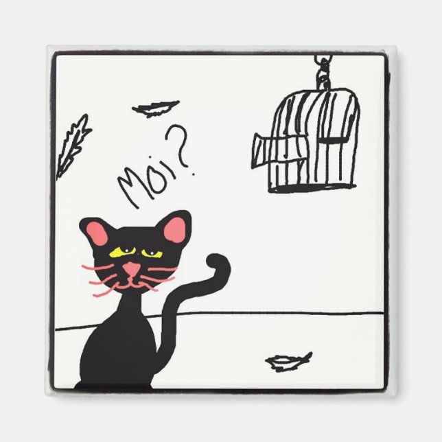 Katze und Birdcage Magnet (Vorne)