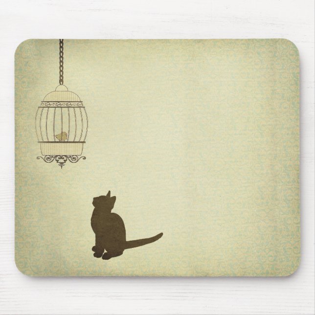 Katze und Birdcage Mousepad (Vorne)