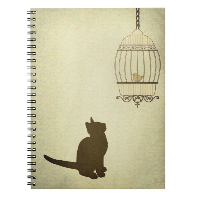 Katze und Birdcage Notizblock (Vorderseite)