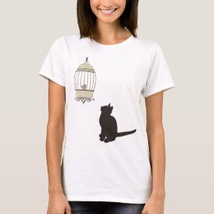 Katze und Birdcage T-Shirt