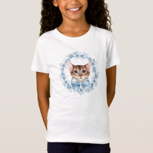 Katze und blaue Blumen T-Shirt