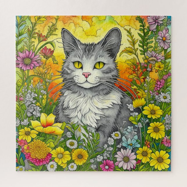 Katze und Blume (Vertikal)