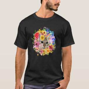 Katze und Blume Florale Frühlingsblumen Kitty Gart T-Shirt