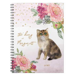 Katze und Blume Illustration Kinder Notizblock