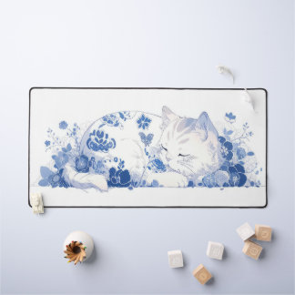 Katze und Blume Schreibtischunterlage