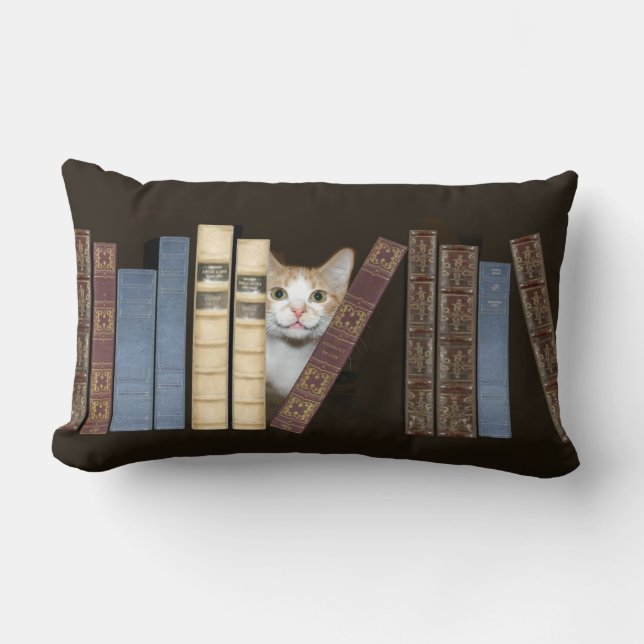 Katze und Bücher Lendenkissen (Vorderseite)