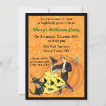 Katze und das Fiddle Halloween-Party Einladung
