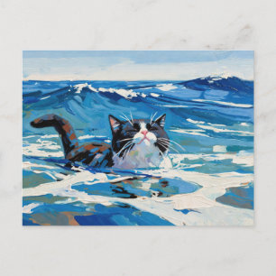 Katze und der Ozean (#3) Postkarte