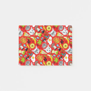 Katze und Ei in Rot Post-it Klebezettel