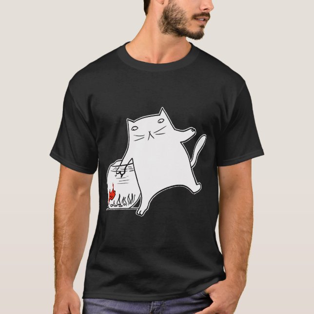 Katze und ein Fisch T-Shirt (Vorderseite)
