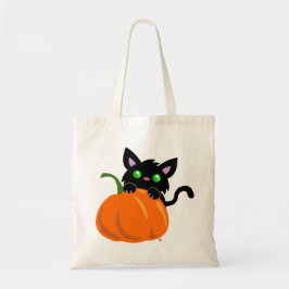 Katze und eine Pumpkin-Tote-Tasche Tragetasche