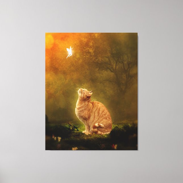 Katze und Fairy Leinwanddruck (Vorderseite)