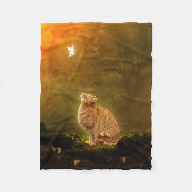 Katze und Fee Fleecedecke (Vorderseite)