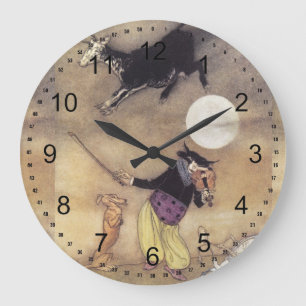 Katze und Fiddle Große Wanduhr