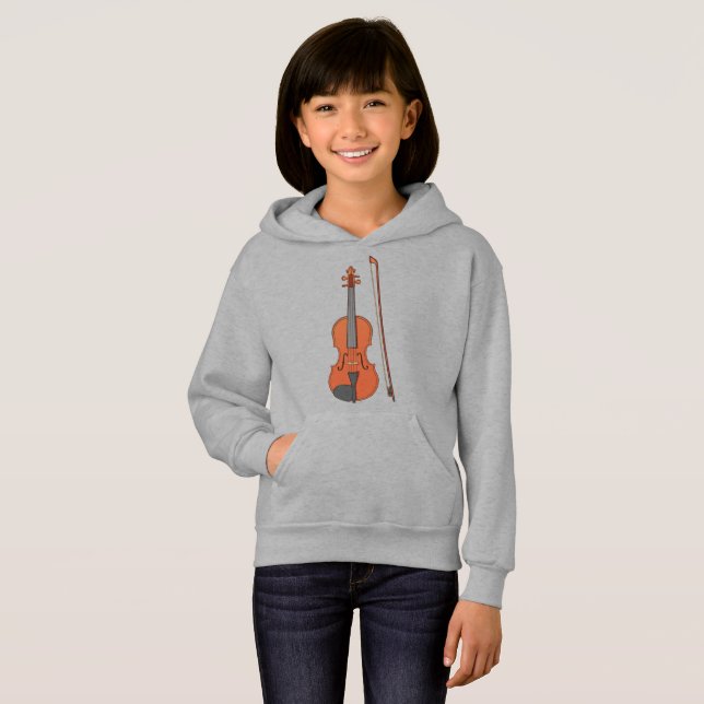 Katze und Fiddle - Meine Violine - Girls Hoodie (Vorne ganz)